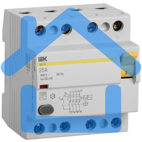 Выключатель дифференциального тока (УЗО) 4п 25А 30мА тип AC ВД1-63 ИЭК MDV10-4-025-030