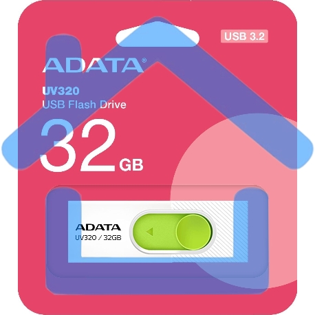 Флешка USB ADATA UV320 (AUV320-32G-RWHGN), 32Gb, USB 3.2, R/W 100/30, белый/зеленый-4