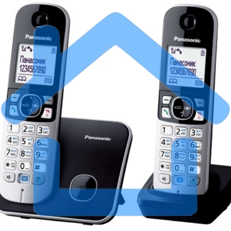 Телефон беспроводной (DECT) Panasonic KX-TG6812RU черный (труб. в компл.:2шт) АОН-3