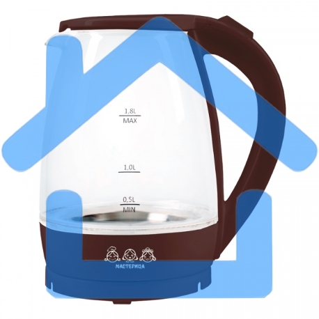 Чайник электрический Мастерица ЕК-1801G, шоколад, 1,8л, стекло, 1850 Вт
