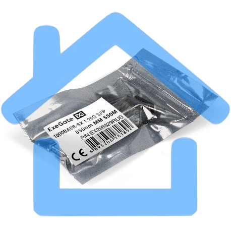 Трансивер SFP EXT-1G-MM850-LC2-550M (1000Base-SX для многомодового оптического кабеля, 1,25 Гбит/с, Tx:850/Rx:850 нм, до 550 м, разъем Duplex LC)