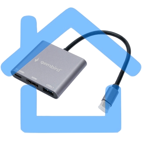 Док-станция Type-C Gembird UHB-D2, 3в1: USB3.1, Type-C PD100W, HDMI, кабель 15см, алюминий-1