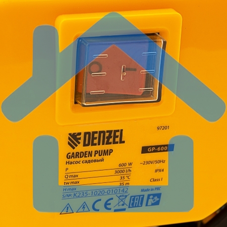 Насос Denzel GP600 садовый поверхностный 600Вт 3000л/ч подъем 35м-7