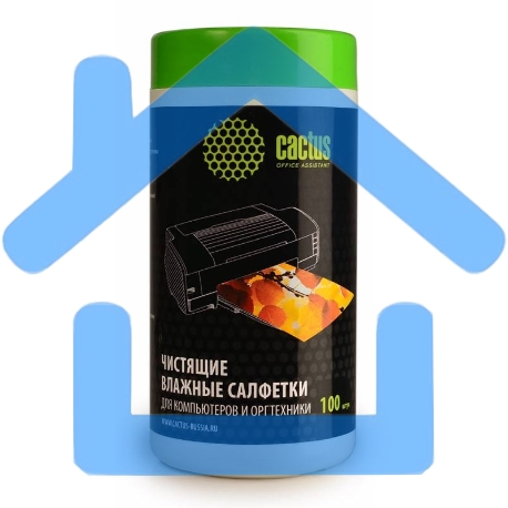 Салфетки Cactus CS-T1002 Туба с чистящими салфетками для компьютеров и оргтехники, 100 шт