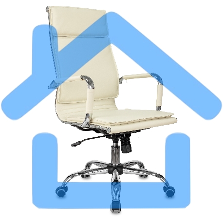 Кресло руководителя Бюрократ CH-993/ivory слоновая кость, искусственная кожа, крестовина хромированная-20