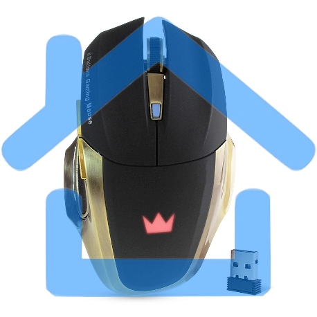 Мышь беспроводная Crown Gaming CMXG-605 черный, 1600 dpi, радиоканал, USB, кнопки - 6-1