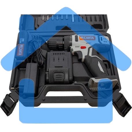 Дрель-шуруповерт Ресанта ДА-20-2ЛК 75/14/11, Аккумуляторная, 20В, 2 АКБ, Кейс-2