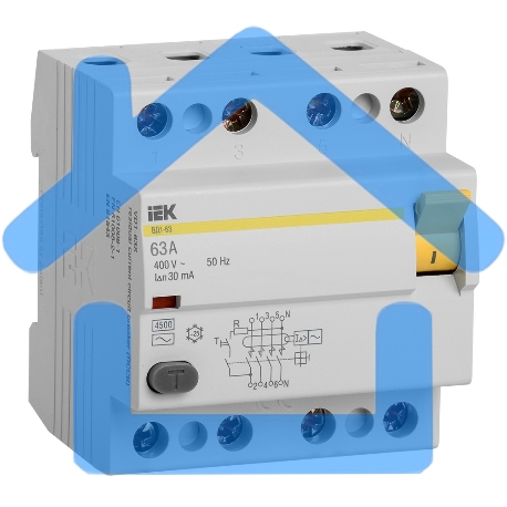 Выключатель дифференциального тока (УЗО) 4п 63А 30мА тип AC ВД1-63 ИЭК MDV10-4-063-030