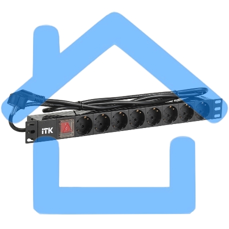 Блок распределения питания ITK PH12-8D1-P гор.размещ. 8xSchuko базовые 16A Schuko 2м