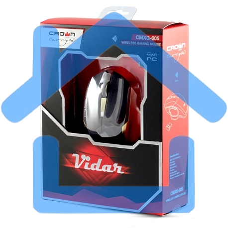 Мышь беспроводная Crown Gaming CMXG-605 черный, 1600 dpi, радиоканал, USB, кнопки - 6