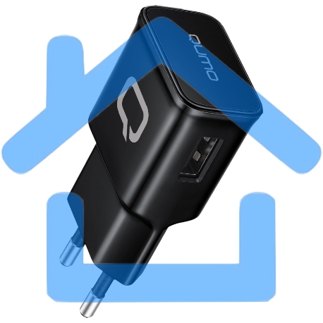Сетевое зарядное устройство Qumo Energy (Charger 001), 1 USB, 1A, черный