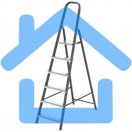 Стремянка, 6 ступеней, стальной профиль, алюминиевые ступени, Россия Сибртех