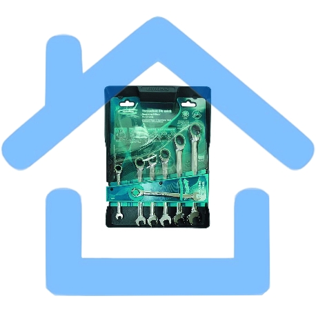 Набор ключей комбинированных GROSS 14890с трещоткой, 8 - 19 мм, 7шт., CrV