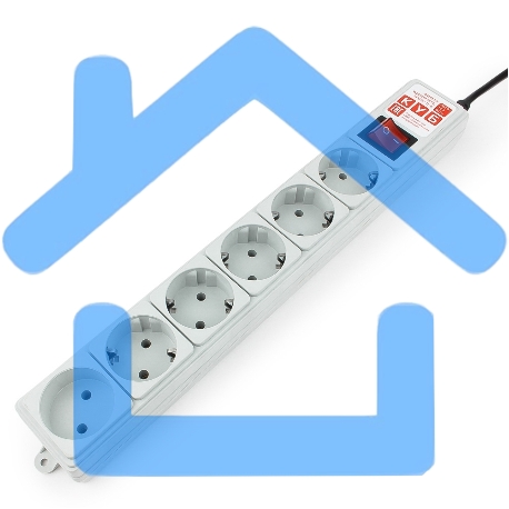 Сетевой фильтр Power Cube 5,0 м 6 розеток (серый) 10А/2,2кВт-2