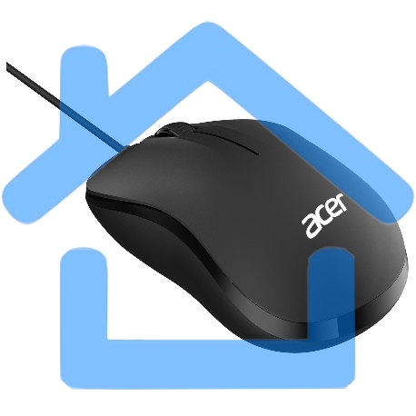 Мышь проводная Acer OMW140 черный, 1200 dpi, USB, кнопки - 3