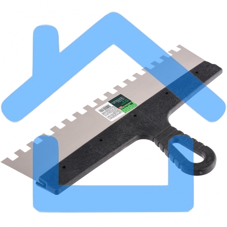 Шпатель из нержавеющей стали Сибртех 350 мм, зуб 10х10 мм, пластмассовая ручка 85507-1