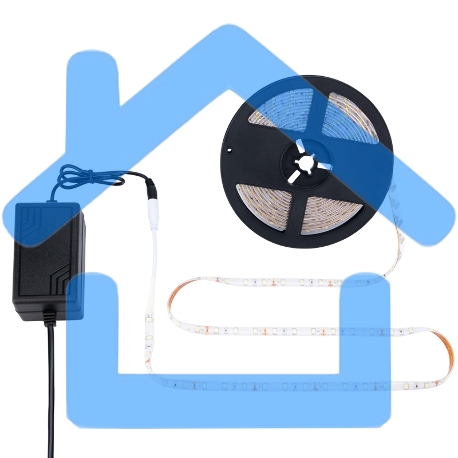 Комплект светодиодной ленты 5 м с блоком питания IP65, холодное белое свечение 6500 К LAMPER-1