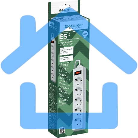 Сетевой фильтр Defender Фильтр ES, 3.0м, 5 розеток белый-7
