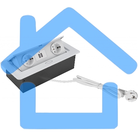 Розетка Cactus CS-SOCKET-EU/USBA-WH для столешницы белый-1