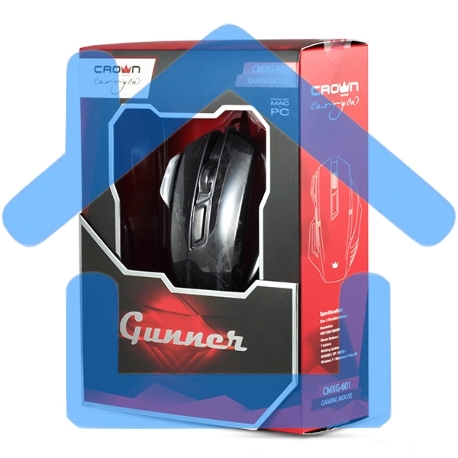 Мышь проводная Crown Gaming CMXG-601 черный, 1800 dpi, USB, кнопки - 7