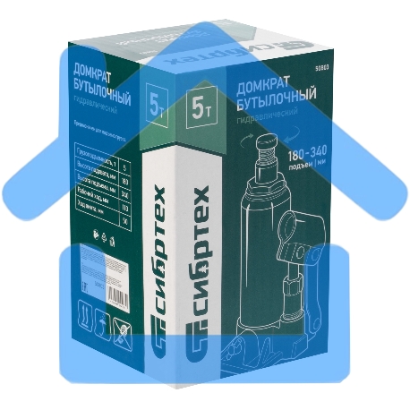 Домкрат гидравлический Сибртех бутылочный, 5т, 180-340мм-5