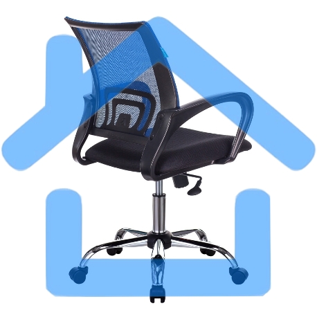 Кресло компьютерное Бюрократ CH-695N/SL/BL/TW-11 спинка сетка синий TW-05, сиденье черный TW-11, крестовина хром-3