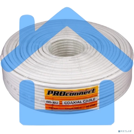 Кабель коаксиальный PROconnect RG-6U+Cu, 75 Ом, Cu/Al/Cu, 48%, бухта 100 м, белый-2
