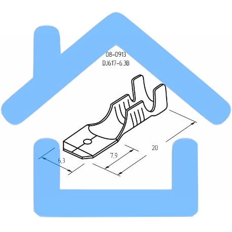 Клемма плоская штекер 6.3 мм 0,5-1.5 мм² (РП-п 1.5-(6.3) L = 20 мм) Rexant-2