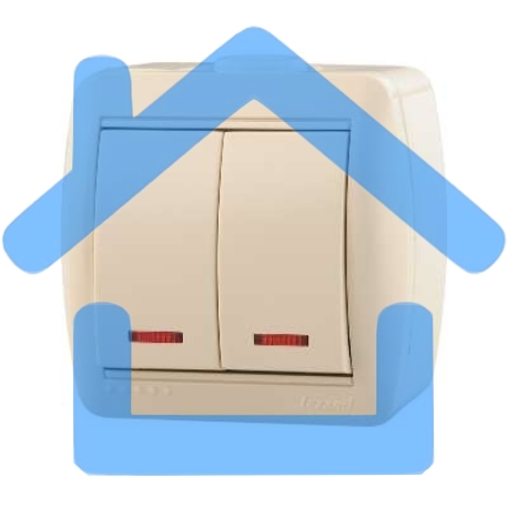 Выключатель 2-кл. ОП Ната 10А IP20 с подсветкой крем. LEZARD 710-0300-112