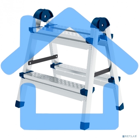 Стремянка СИБРТЕХ двухсторонняя 2 ст., сталь профиль, стальные ступени 97982-1