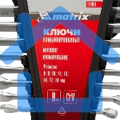 Набор ключей комбинированных, 6 - 19 мм, 8 шт., CrV, матовый хром