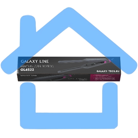 Щипцы для волос Galaxy Line GL 4522, черный, 30 Вт, керамическое покрытие рабочей поверхности, размер пластин 100х9 мм, нагревательный элемент с защитой от перегрева, температура 180°С, индикатор работы, петля для подвешивания, длина шнура 1,7-6