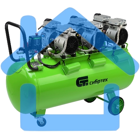 Компрессор безмаслянный малошумный МБ 2250/100, 2250 Вт, 100л, 400 л/мин Сибртех-14