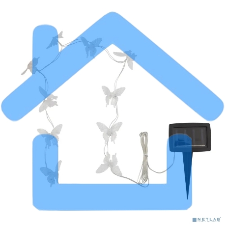 Каскад Lamper Полет бабочки LED 3 м с выносной солнечной панелью 2 м и аккумулятором, холодное белое свечение-1