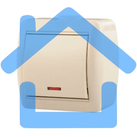 Выключатель 1-кл. ОП Ната 10А IP20 с подсветкой крем. LEZARD 710-0300-111