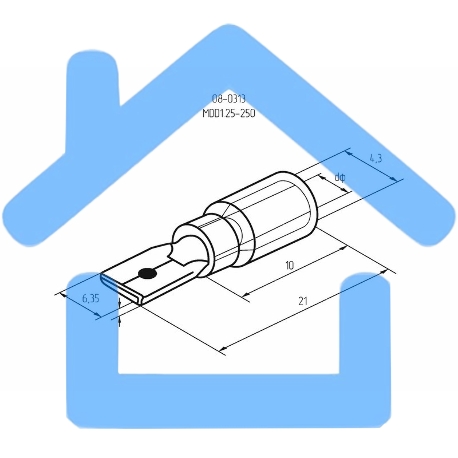Клеммы,сжим Rexant (08-0313) КЛЕММА ПЛОСКАЯ изолированная (КПИ штекер - 6.3мм) 0.5-1.5мм (MDD1.25-250, VM1.25-250) (100 шт. в уп.)-2