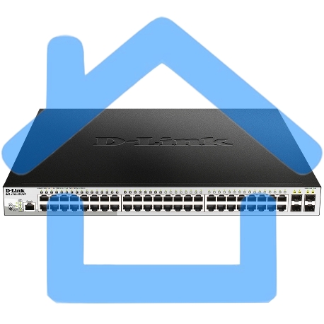 Коммутатор D-Link DGS-1210-52P/ME/B1A, L2 Managed Switch with 48 10/100/1000Base-T ports and 4 1000Base-X SFP ports (8 PoE ports 802.3af/802.3at (30 W), 16 PoE ports 802.3af (15,4 W), PoE Budget 193 W). 16K Mac-4