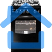 Плита газовая Лысьва ГП 400 М2С -2у черный, конфорок 4 шт, духовка 57 л, 50 см x 84 см x 60 см