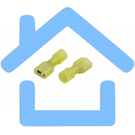 Клемма плоская полностью изолированная Rexant, гнездо 6.6 мм, в нейлоне 4-6 мм², (РПи-м(н) 6.0-(6.3)), желтый