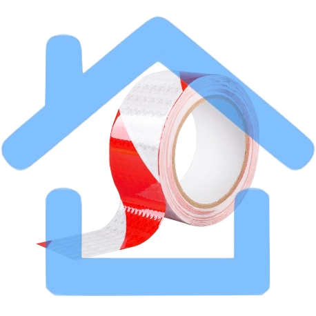 Лента светоотражающая самоклеящаяся, 50 мм х 10 м, красно-белая Rexant-1