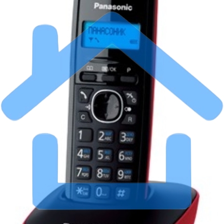 Телефон беспроводной (DECT) Panasonic KX-TG1611RUR (красный) АОН, Caller ID,12 мелодий звонка,подсветка дисплея,поиск трубки