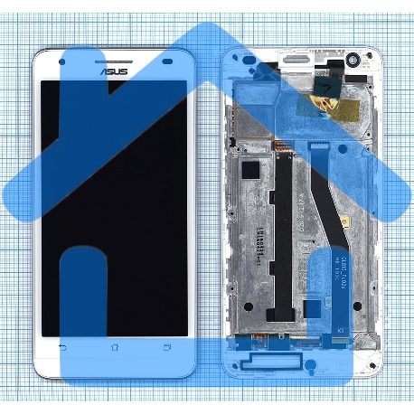 Дисплей для Asus ZenFone Go T500, белый с рамкой