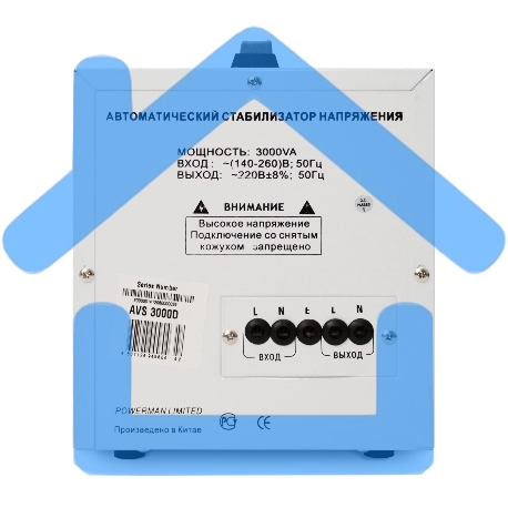 Стабилизатор напряжения Powerman AVS 3000D White (3000ВА, 16А, КПД 98%,циф. индикация вх./вых. напряж.)-4