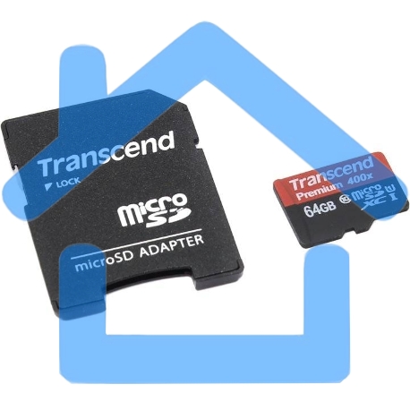 Флеш карта microSDXC 64Gb Class10 Transcend TS64GUSDU1 + adapter-7