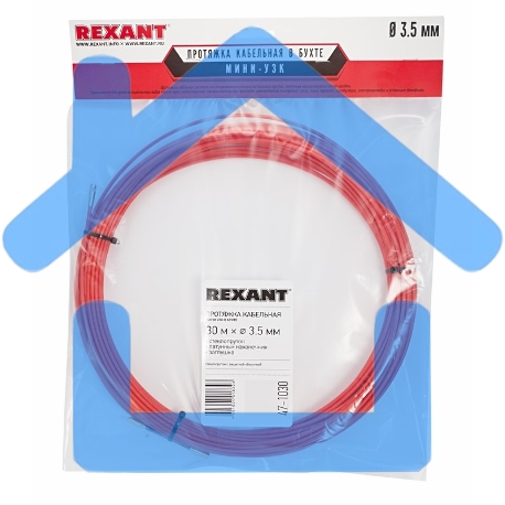 Протяжка кабельная (мини УЗК в бухте), стеклопруток, d=3,5мм, 30м КРАСНАЯ (47-1030)-2