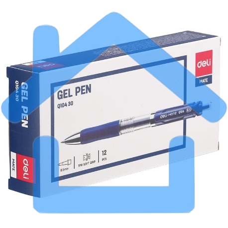 Ручка гелевая Deli EQ10430 авт. 0.5мм резиновая манжета прозрачный синие чернила