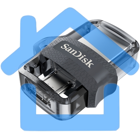 Флешка USB 64Gb SanDisk Ultra Android Dual  OTG, m3.0/USB 3.0, Black-6
