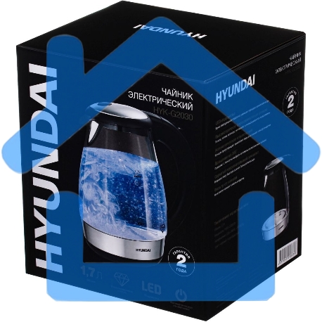 Чайник электрический Hyundai HYK-G2030 1.7л. 2200Вт черный (корпус: стекло)-6