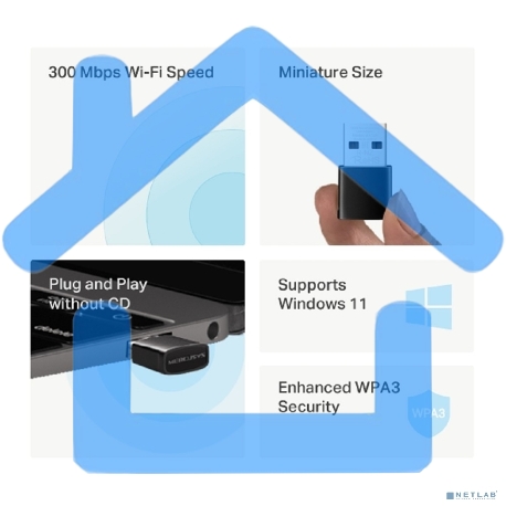 Сверхкомпактный USB-адаптер Mercusys MA12N с поддержкой Wi-Fi N300-2