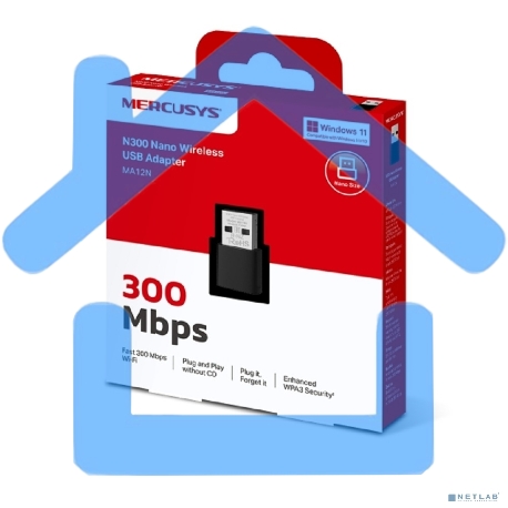 Сверхкомпактный USB-адаптер Mercusys MA12N с поддержкой Wi-Fi N300-3